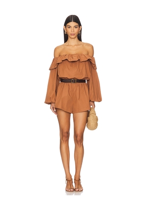 Ronny Kobo Beatriz Romper in Orange. Size S. Also in XS, M.