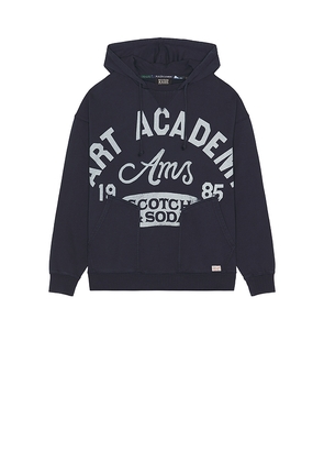 Scotch & Soda Wash Artwork Hoodie in Navy. Size M. Also in S, L, XL/1X.