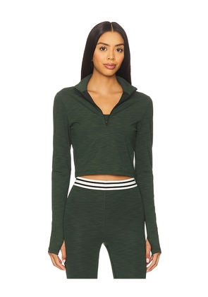 Splits59 Stevie Active Rib Half Zip Sweatshirt in Dark Green. Size S. Also in XS, L, XL.