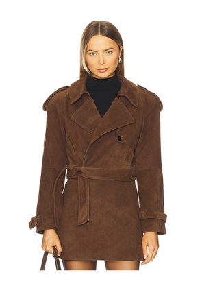 Susanna Chow Natasha Suede Jacket in Brown. Size M. Also in S, L.