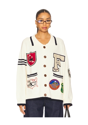 Found York Varsity Patch Jacket in Cream. Size M. Also in XS, L.