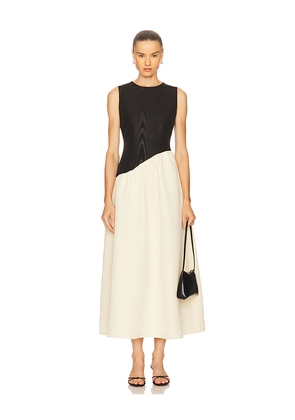 SIMONMILLER Laurel Moire Midi Dress in Black,Ivory. Size M. Also in S, XS.