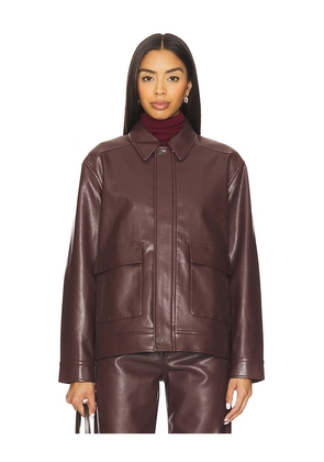 PISTOLA Valerie Faux Leather Bomber Jacket in Brown. Size M. Also in XS, S, XL.