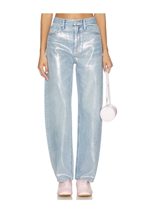 PISTOLA Wes High Rise Barrel Jeans in Blue. Size 25. Also in 24, 28, 30.