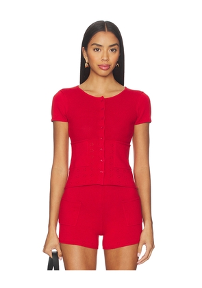 Peachy Den Marie Knit Polo Top in Red. Size M. Also in XS, S, L.