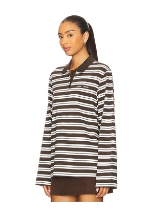 SAMSOE SAMSOE Sadover Longsleeve Polo Top in Brown. Size M. Also in S.