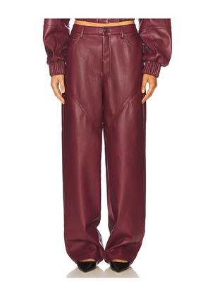 ROTATE Mid Waisted Piping Pant in Burgundy. Size 38. Also in 42.