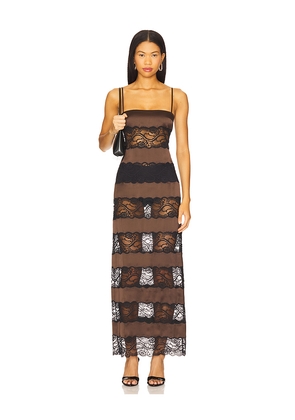SEROYA Faye Dress in Brown,Black. Size M. Also in XS, S, L, XL.