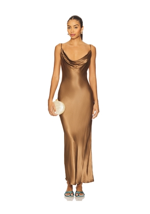 SNDYS Skin Maxi Dress in Metallic Bronze. Size M. Also in L, S, XS, XXL, XXS.