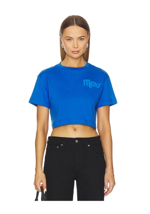 Terez x REVOLVE Mavericks Tonal Crop Logo Tee in Blue. Size M. Also in S, XXS, XS, L, XL.