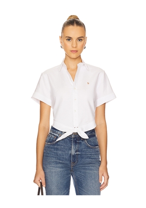 Polo Ralph Lauren Cotton Oxford Tie-front Cropped Shirt in White. Size 2. Also in 0, 6.