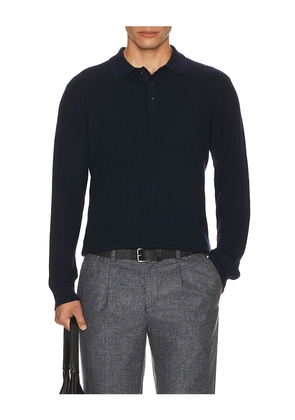 Rag & Bone Crawford Cashmere Blend Long Sleeve Polo in Navy. Size XL/1X. Also in S.