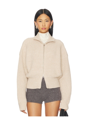 SNDYS Haze Zip Sweater in Beige. Size M. Also in XXS, XS, S, L, XL, XXL.