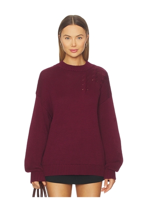 SNDYS Elm Crew Knit Sweater in Wine. Size S. Also in XXS, XS, M, XL.