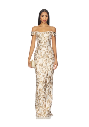 SAU LEE Joanna Jacquard Gown in Neutral. Size 00. Also in 2, 4.
