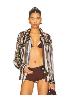 SIEDRES Monina Shirt in Brown. Size 36. Also in 34, 38, 40, 42.