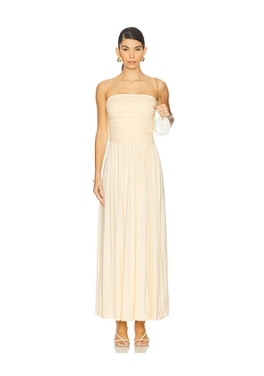 Runaway The Label Malone Ruched Strapless Maxi Dress in Lemon. Size M. Also in S, XS, L, XL.