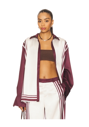 SEVEN WONDERS Zara Sleeved Shirt in Wine. Size M. Also in XS, S, L, XL.