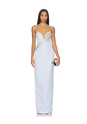 SAU LEE Luna Satin Gown in Blue. Size 00. Also in 10, 12.