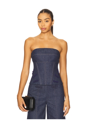 SAU LEE Brooklyn Corset Top in Blue. Size 2. Also in 0, 4, 6, 8.