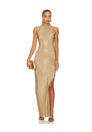 SAU LEE Santana Crystal Dress in Metallic Gold. Size 2. Also in 4, 6, 8.