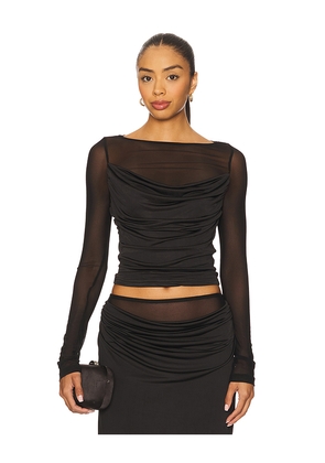 Runaway The Label Wilona Sleeved Cowl Top in Black. Size L. Also in M, S, XS.