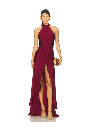 Runaway The Label Zelma High Neck Maxi Dress in Wine. Size L. Also in S, XS, M, XL.