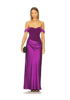 Runaway The Label Ebony Off Shoulder Maxi Dress in Purple. Size M. Also in S, XS.
