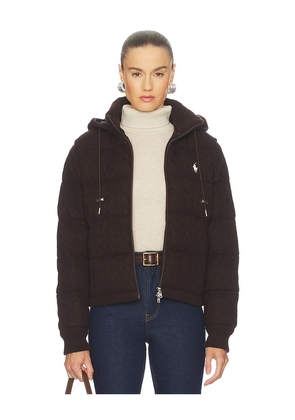 Polo Ralph Lauren Cable Knit Wool Cashmere Quilted Jacket in Chocolate. Size XS. Also in M, XXS.