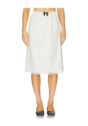 Tanner Fletcher Celerie Lace Trim Slip Skirt in Ivory. Size 1/S. Also in 0/XS, 2/M, 3/L.