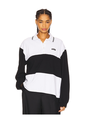 ROTATE Pique Longsleeve Polo in Black,White. Size S. Also in XS, L.