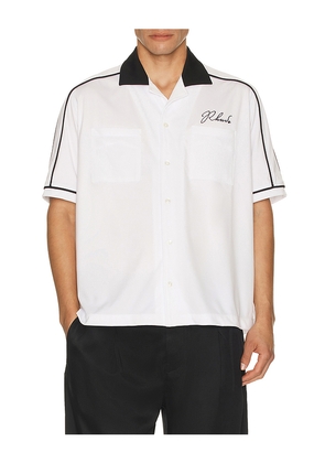 Rhude Fonda Del Sol Bowling Shirt in White. Size M. Also in L, XL/1X, XXL/2X.