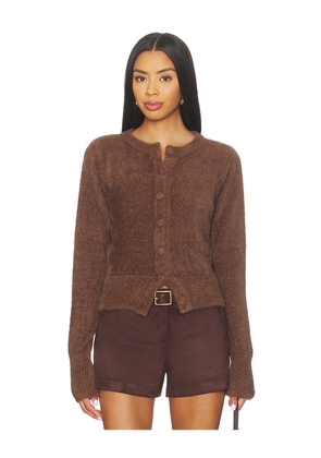 SNDYS Kailey Fluffy Knit Cardigan in Chocolate. Size M. Also in S, XXS, XS, L, XL, XXL.