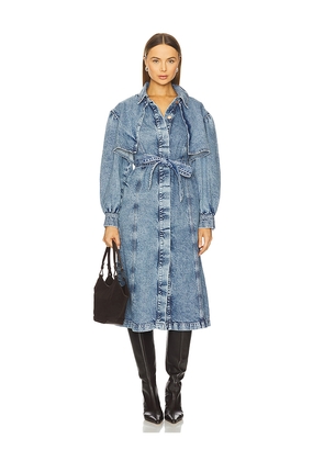 Seventy + Mochi Bonnie Trench in Blue. Size M. Also in L, S, XS.