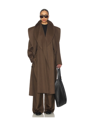 Rohe Double-Faced Wool Scarf Coat in Brown. Size 38. Also in 34.