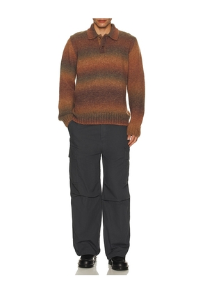 Palmes Alpaca Long Sleeve Knit Polo in Brown. Size M. Also in S.