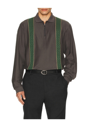 Palmes Society Long Sleeve Zip Polo in Charcoal. Size M. Also in S, XL/1X.