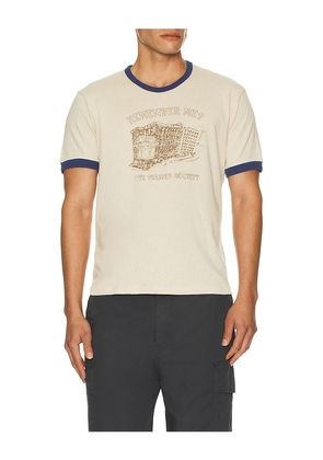 Palmes Remember Ringer T-Shirt in White. Size M. Also in S, L, XL.