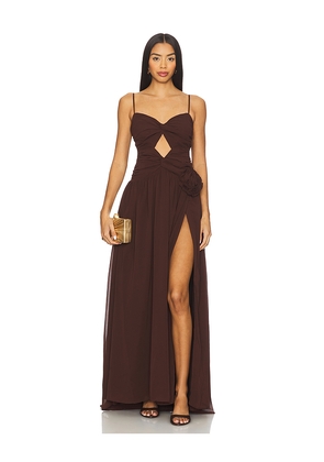 Runaway The Label Danika Maxi Dress in Chocolate. Size M. Also in XS, S, L.