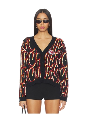 The Wild Collective Chiefs Cropped Cardigan in Black,Red. Size S. Also in XS, M.