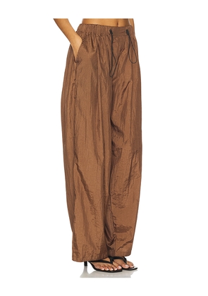 SWF Parachute Draped Wide-Leg Pant in Brown. Size M. Also in S, XS.