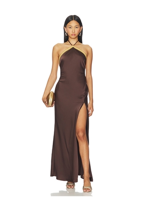 Runaway The Label Shae Halter Maxi Dress in Chocolate. Size S. Also in L.