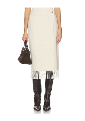 Polo Ralph Lauren Fringe Herringbone Wrap Skirt in Cream. Size 12. Also in 14, 18.