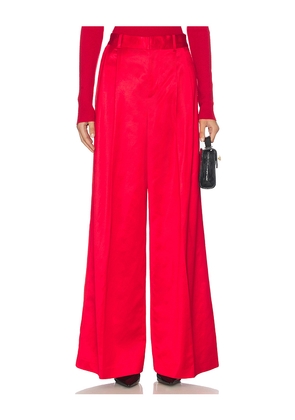 Polo Ralph Lauren Pleated Satin Wide Leg Pant in Red. Size 00. Also in 10, 4.