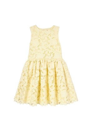 self-portrait Kids Sleeveless Lace Dress in Lemon. Size 5/6T. Also in 4/5T, 6/7, 7/8.