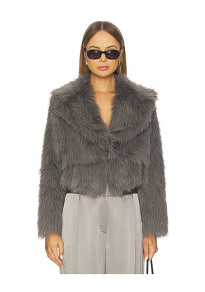 The Sei Faux Fur Bomber Jacket in Grey. Size 4. Also in 0, 6, 8.
