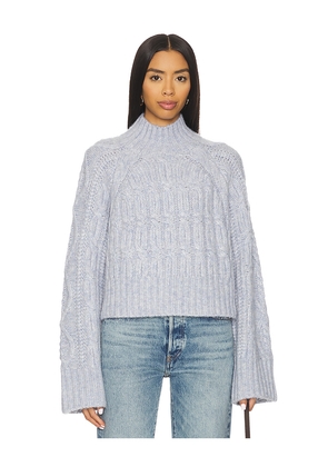 Tularosa Arta Mock Neck Cable Sweater in Baby Blue. Size M. Also in XS, XXS, S, L, XL.