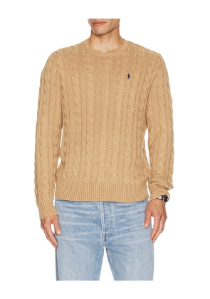 Polo Ralph Lauren Cable Knit Crewneck Sweater in Beige. Size L. Also in M, XL/1X, XS, XXL/2X.
