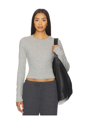 perfectwhitetee Jamie Cotton Long Sleeve Top in Grey. Size M. Also in XS, L, XL.