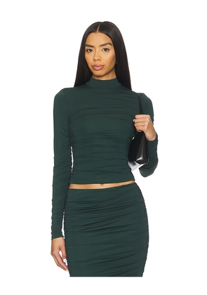 SEROYA Dulcie Ruched Top in Dark Green. Size S. Also in L, M, XS, XXS.